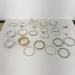 Mixed Bracelet Lot of 49 Assorted Bangles Cuffs Inspirational Charms Jewelry